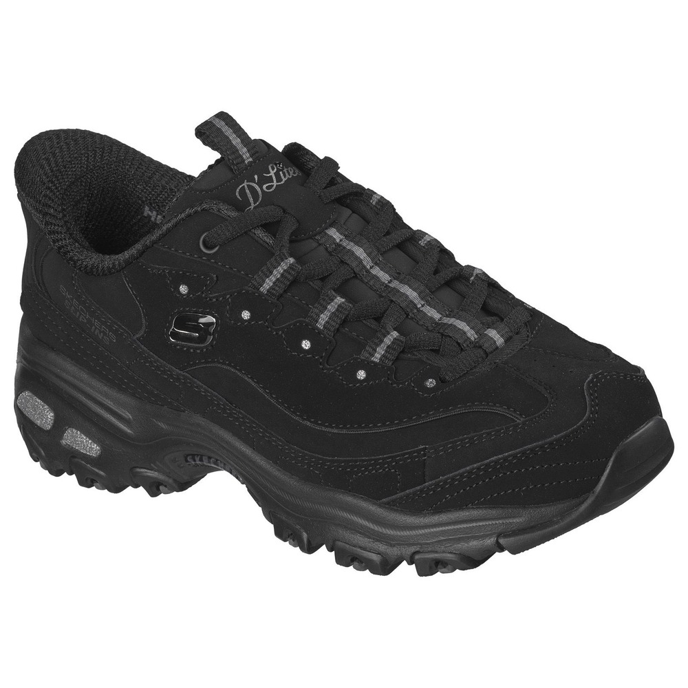 Skechers Slip-ins D'Lites Classic Remix Black Sneaker 11949 BBK Womens Sz 9.5